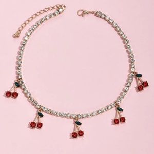 🍒 Lovely Cherry Rhinestone Tennis Necklace 🍒